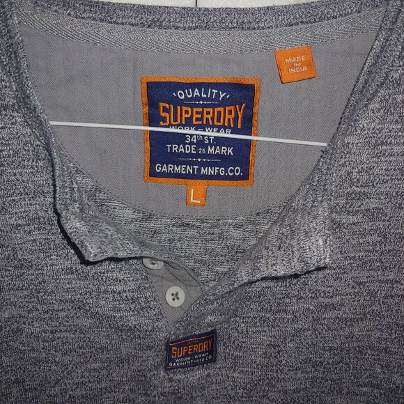 SuperDry - Button Up Long Sleeve T-Shirt - Large - Light Greenish Color - Picture 2 of 5